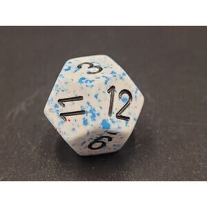 Blue Speckled D12 Die Dice Polyhedral Wargaming Hobby Black Numbers